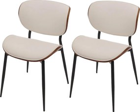 Krzesło do jadalni MCW-O45 (zestaw 2 sztuk), orzechowy wygląd, biały