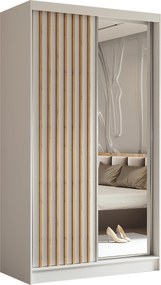 Szafa Przesuwna LAMELLO 120 cm z Lustrem Szafa Dwudrzwiowa Biała