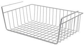 Koszyk podwieszany na owoce, metalowy, jasnoszary, 40 x 25,5 x 14,3 cm