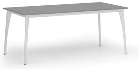 Stół konferencyjny do biura PRIMO OMEGA, 180x90 cm, biała podstawa, grafit