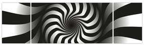 Abstrakcyjny obraz czarno - białej spirali (170x50 cm)
