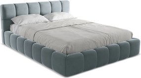 Łóżko 180 x 228 - z weluru - jasny niebieski - NALU
