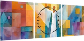 Obraz - Geometryczny anioł (z zegarem) (90x30 cm)