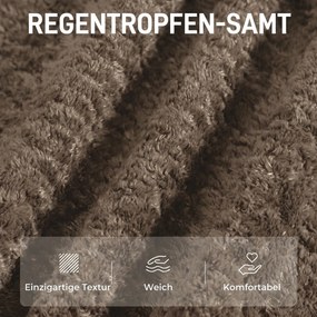 HOMCOM Fotel wypoczynkowy z podnóżkiem, 360° obrotowy, aksamit typu Raindrop, regulowany podnóżek, brązowy | Aosom PL