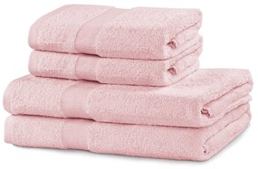 Jasnoróżowe bawełniane ręczniki zestaw 4 szt. frotte Marina – DecoKing