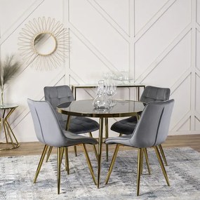 Stół Okrągły TINGA 100 cm Czarny/Złoty Glamour