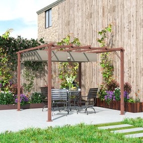 Outsunny Garten-Pergola 3 x 3 m, Regulowane Zadaszenie Tarasu, Rama z Aluminium, Ochrona przed Słońcem UPF30+, Drewno Naturalne