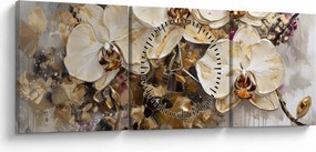 Obraz - Storczyki (z zegarem) (90x30 cm)
