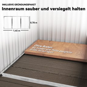 Outsunny Szopa ogrodowa, zewnętrzna szopa z blachy falistej, design ściany, regulowane półki, zamykane drzwi, szary