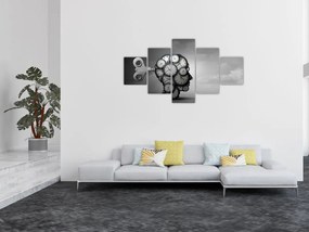 Artystyczny obraz głowy z zegarem (125x70 cm)