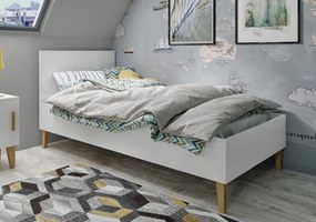 Łóżko jednoosobowe białe Kubi w stylu skandynawskim