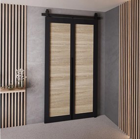 Drzwi Przesuwne QUDIO M1 Czarny + Dąb Sonoma 90