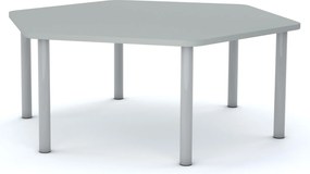 Stół szkolny Smart sześciokątny 140x120 cm, rozmiar 4-6, blat szary / nogi szare