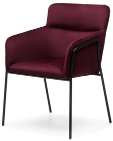 Bordowy designerski fotel HELSINKI VELVET