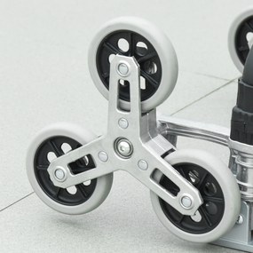 DURHAND Wózek transportowy składany z 6 kołami i paskiem mocującym Automatyczne składanie SrebrnoCzarny | Aosom PL