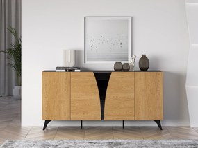 Komoda HESTIA 5D 170cm dąb/czarna ML MEBLE