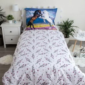 Bawełniana pościel dziecięca jednoosobowa 140x200 cm Horse "Meadow" – Jerry Fabrics
