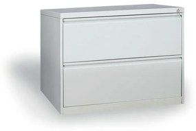 Dwurzędowa szafa kartotekowe A4, 2 szuflady, kolor szary