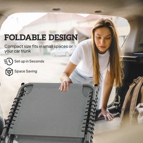 Outsunny Leżak składany, oddychający materiał, metalowa rama, 189 x 58 x 30 cm, jasnoszary | Aosom PL