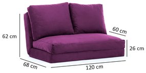 Fioletowa rozkładana sofa 120 cm Taida – Balcab Home