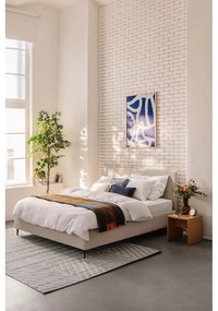 Beżowe tapicerowane łóżko dwuosobowe ze stelażem 180x200 cm Noira Slim – Bonami Selection
