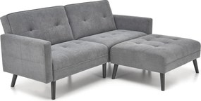 Popielata sofa rozkładana z podnóżkiem R2-G28