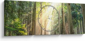 Obraz ścieżki w lesie (z zegarem) (90x30 cm)