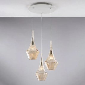 Zawieszenie Zeus Iron z bursztynowym szkłem pyreksowym 3 lampy 149 Ø50 BL270-S3-AM