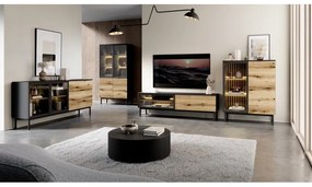 Elegancka komoda Last z półkami i szufladami 180 cm piękne lamele