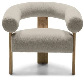 Beżowy designerski fotel KOKEI, dąb