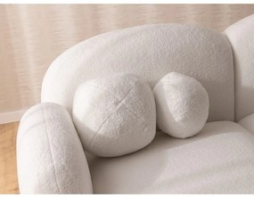 Kremowy narożnik z materiału bouclé (lewostronny/z szezlongiem) Orbit – Ropez