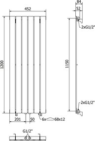 Mexen Boston grzejnik dekoracyjny 1200 x 452 mm, 611 W, biały - W213-1200-452-00-20
