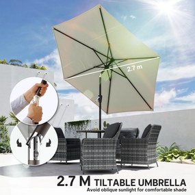 Outsunny Parasol ogrodowy 270 cm regulowany z korbką UV 50+ beżowy | Aosom PL