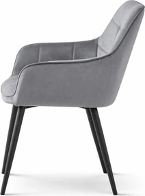 Ciemnoszare krzesło welurowe tapicerowane D6-L17