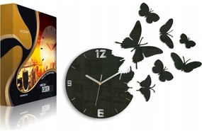 Zegar ścienny nowoczesny do salonu lub sypialni akrylowy brązowy z motylami