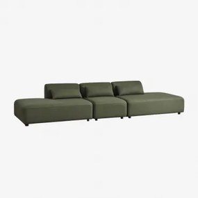 Sofa Modułowy 3-częściowy Z Podwójnym Szezlongiem Fogler Tkanina Baranek Boucle Żółty Curri - Sklum