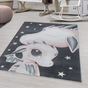 Dywan dziecięcy Funny Smoczki różowo-szary 160 cm x 230 cm