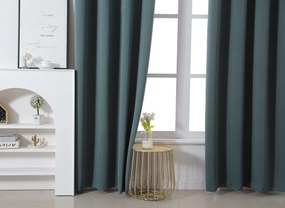 Niebieskozielona zasłona OXFORD 140x250 cm Zawieszanie: Metalowe pierścienie