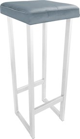 Hoker ALEX krzesło barowe tkanina Welur podstawa metalowa : Kolor Stelaża - Biały, Kolor tkaniny - VELVET - BL06, Wysokość - 90 cm