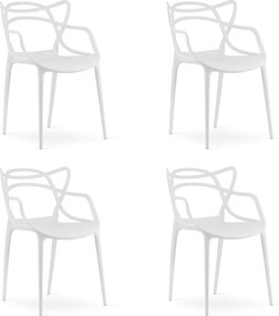 Zestaw 4 białych krzeseł plastikowych KATO