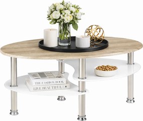 Owalna Ława Z Półkami Dąb Sonoma R1-C15