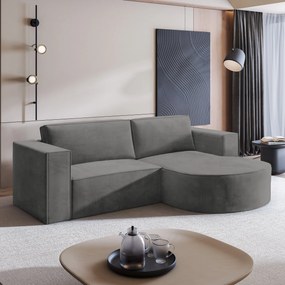 Masseno Narożnik SORELA z funkcją spania i pojemnikiem na pościel Narozniki L, Rozkładana sofa - Szary, MONOLITH 85