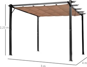 Outsunny Pergola Aluminiowa do Ogrodu 3x4m z Nawiewem na Zewnątrz -chronia od Słońca, z Aluminium | Aosom | PL