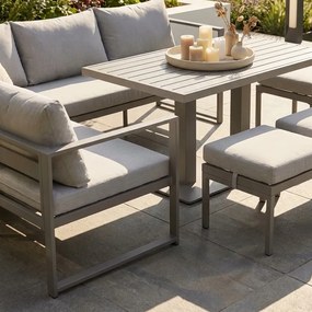 Narożnik ogrodowy Bellagio NM21-G-GR z pufami i ławostołem, szary, poduszki szare