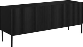 Szafka RTV Nicole 150 cm na metalowych nogach z szufladą - czarny mat / czarne nóżki