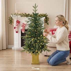 HOMCOM Sztuczna choinka, 120 cm, 110 LED, 147 końcówek, 2 kolory światła, pilot | Aosom PL
