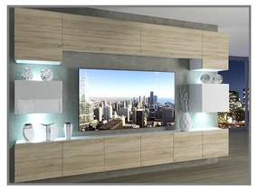 Zestaw mebli do salonu wisząca meblościanka biała połysk PREMIUM 3