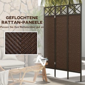 Outsunny Parawan ogrodowy Parawan, design vintage, 3-panelowy, 148 cm x 33 cm x 181 cm, Brązowy + Czarny