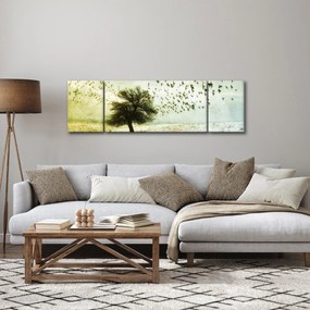 Obraz - Malowane stado ptaków (170x50 cm)