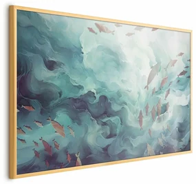 Plakat Ryby w oceanie 42x29,7 cm z ramą złotą bez marginesu ARTGEIST B